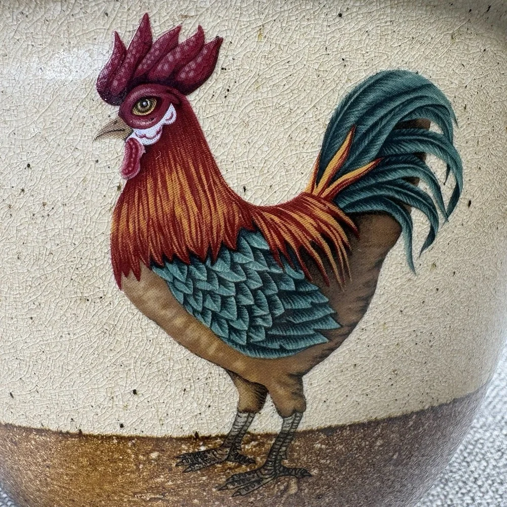 Monroe Salt Works Rooster Salt Glazed Stoneware‎ Mixing Bowl Maine USA 7.5